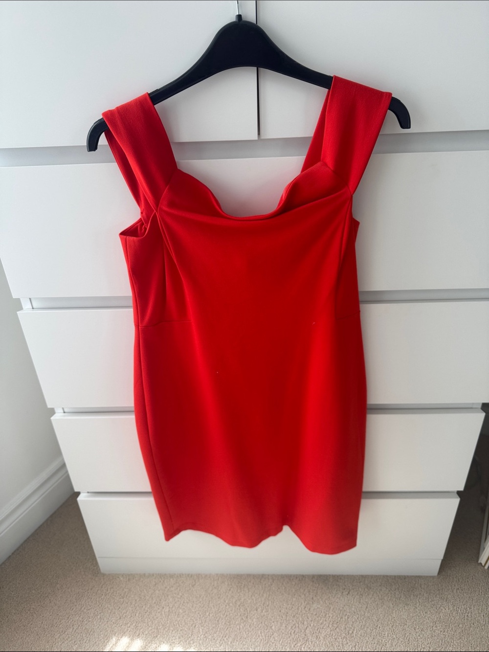 Cynthia Steffe Red Square-Neck Mini Dress